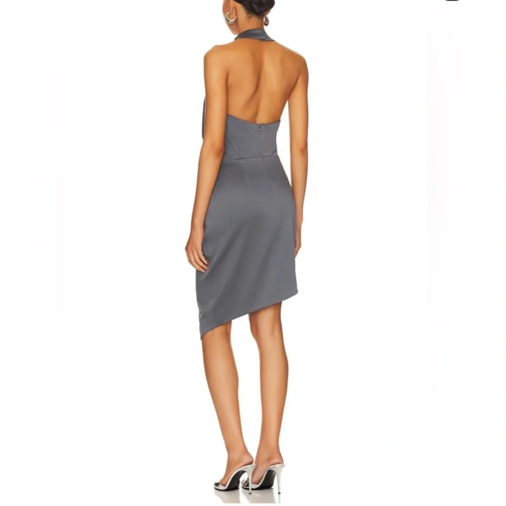 Elliatt x REVOLVE Camo Satin Dress in Charcoal NWT